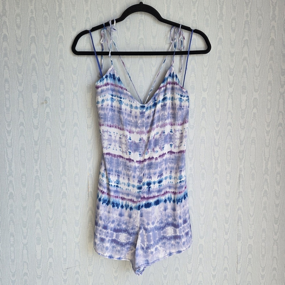 Wild Honey Romper S Tie Dye Spaghetti Strap Backless Purple Boho Hippie Fairy‎